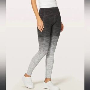 Lululemon Wunder Under High Rise Ombre Leggings Black White Size 2